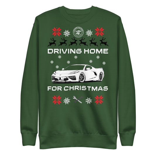 C8 Corvette - Driving Home for Christmas - Unisex Premium Sweatshirt
